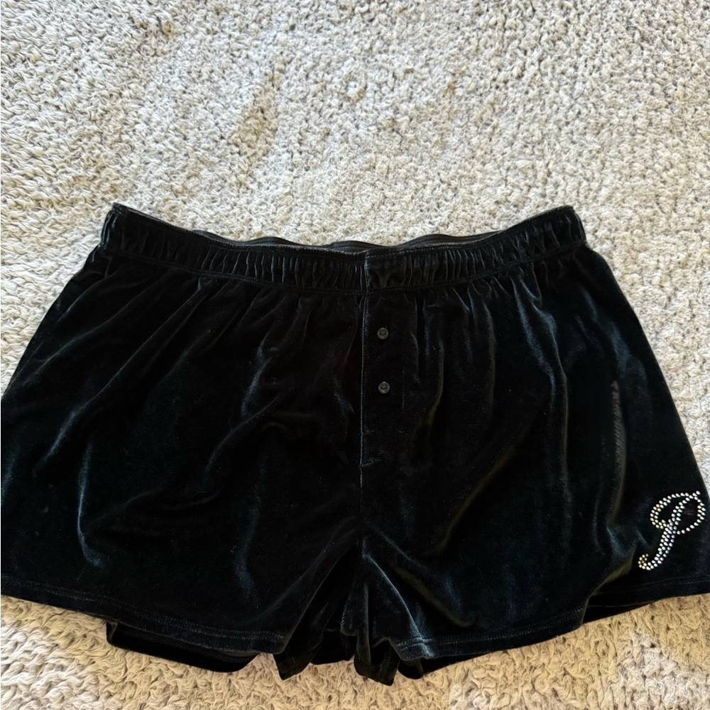 Victoria's Secret Black Velvet High Waist Shorts